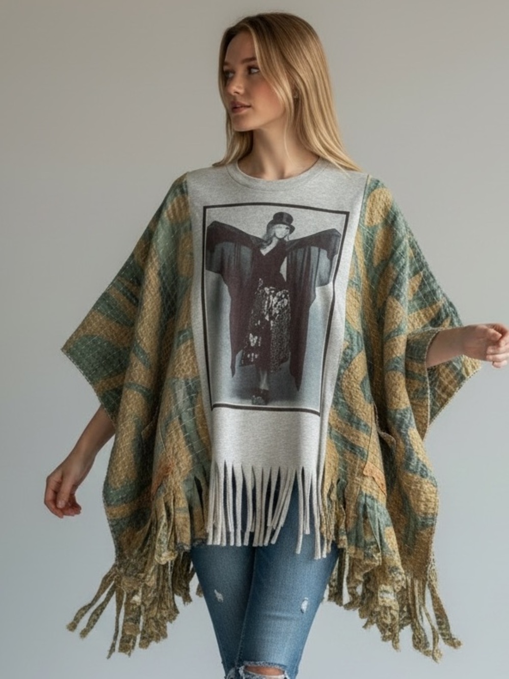 STEVIE NICKS Oversized Poncho-Style Top Handmade One of a Kind